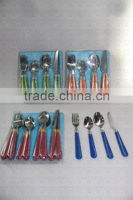 Hot!!!! stainless steel dinnerware set w/coloreful plastic handle