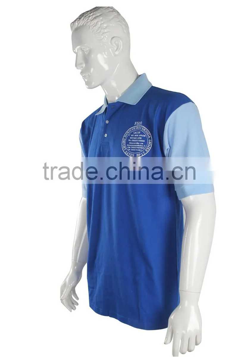 2015 New Arrival Plain Blue Dyed Short Sleeves Cheap Men Model Casual Shirt