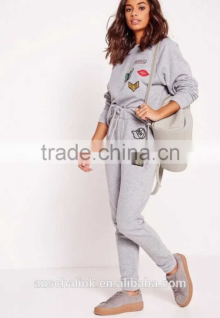 2016 new design girls grey cheap fashion sport pants
