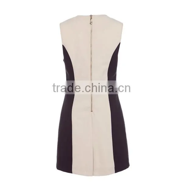 Hot sale sleeveless design patch worked cotton high fashion womens dresses