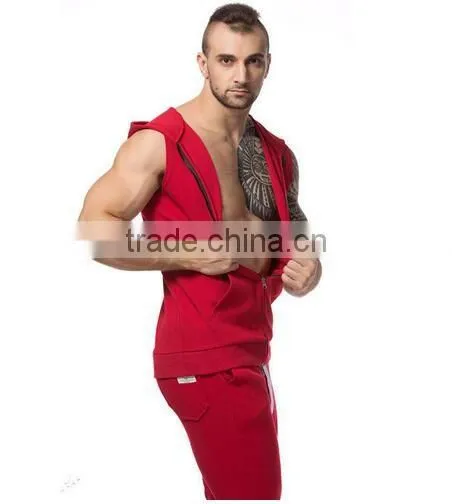 Summer men hooded sleeveless vest running training cultivate one's morality sport style jacket