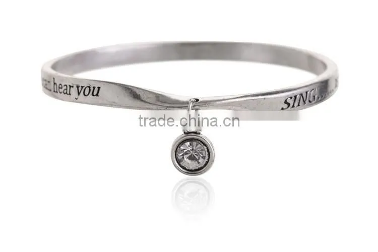 custom inspired words bangles bracelets jewelry saying phrase engraved metal bangles bracelets best family friendship gifts