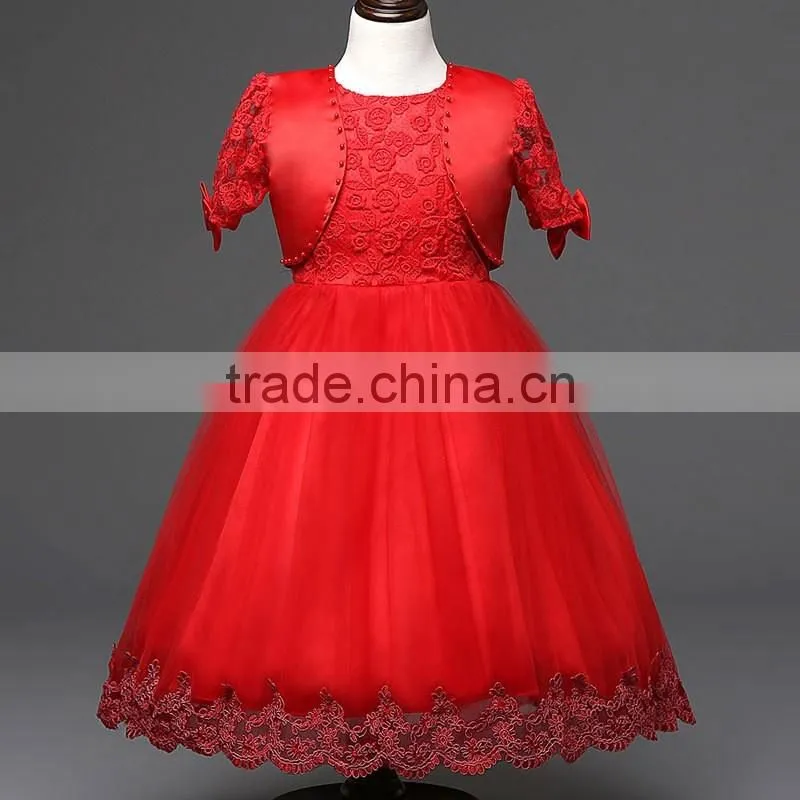 2016 Summer style kids dress flower lace princess party costume girl floral dress