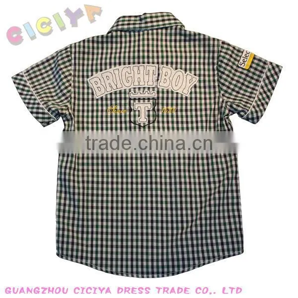 Custom wholesale summer latest boys casual shirt checked design shirt make to order
