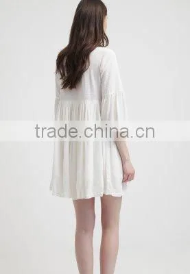 Embroidered casual cotton dress design for pregnant woman