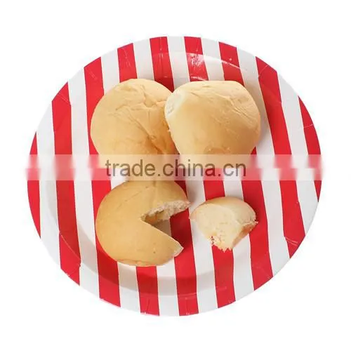 Red Stripe Pattern Round Paper Food Plates 23.0cm