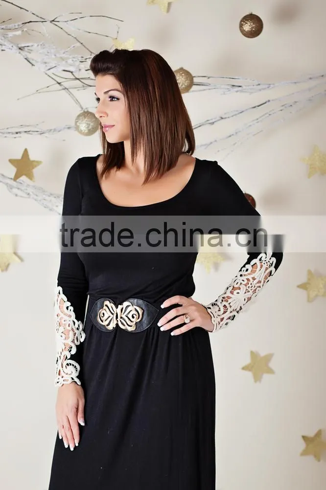 mommy and me maxi dresses lace fabric ladies one piece black dress
