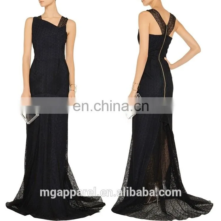 wholesale new fashion women clothes long evening party wear gown black crochet sexy evening gown dress