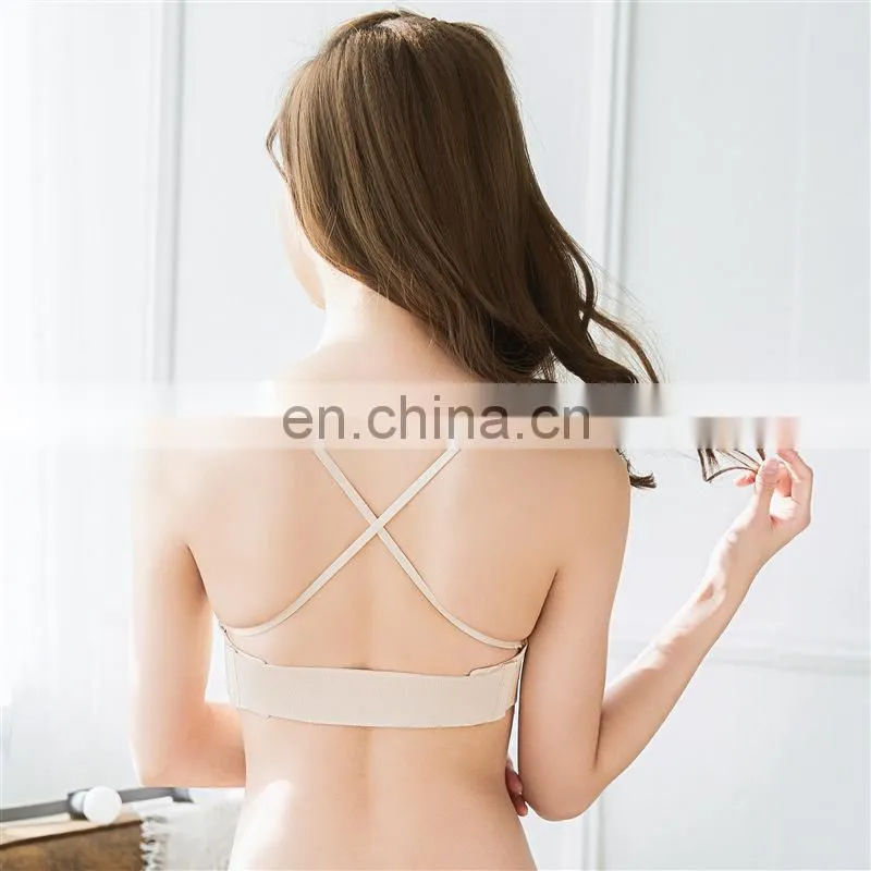 Women bra Fashion 3/4 Cup Brassiere wire free Strapless Push Up bra Sexy Bra for Wedding Transparent Straps party bra