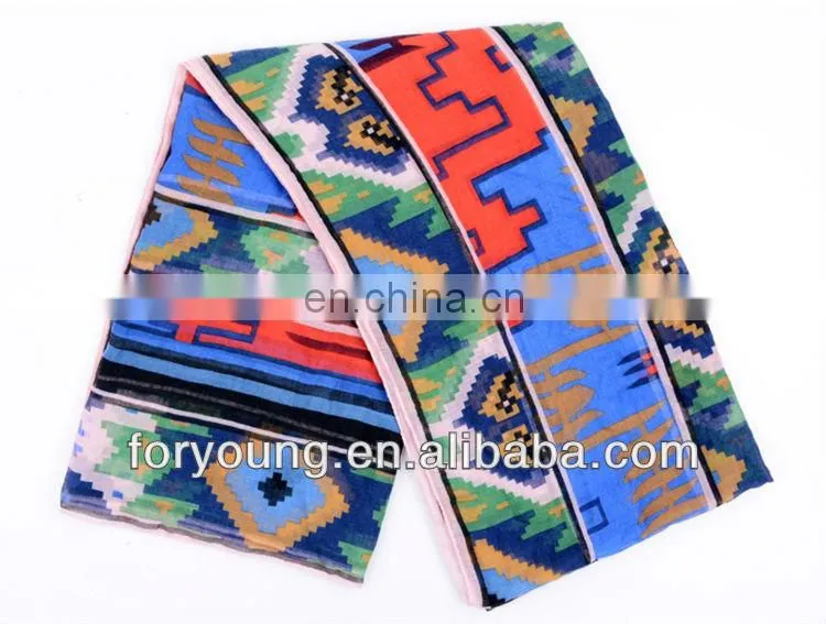 geometric figures design printed polyester scarf