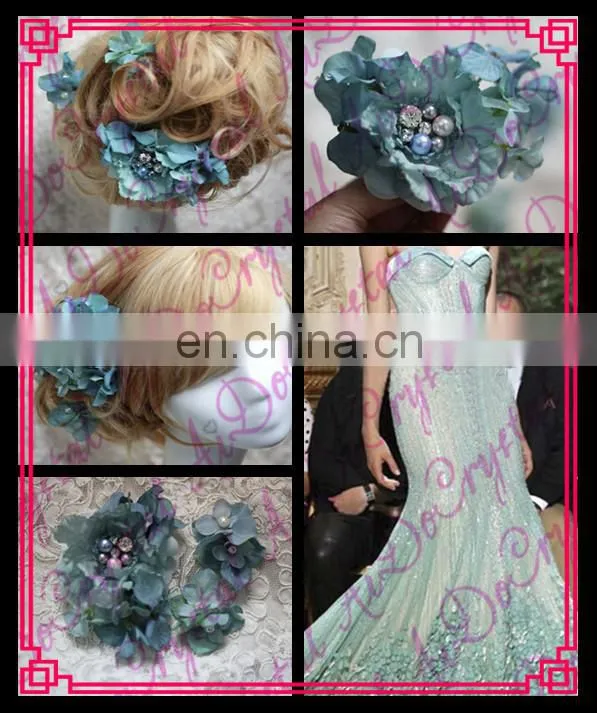 Aidocrystal handmade artificial hair flower with pealrs rhinestone bridal hair comb accessories