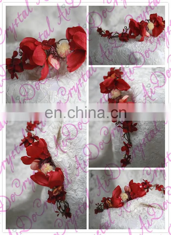 Aidocrystal Sex Red wedding hair accessories bridesmaid bridal hair pins blush silk flower hair accessory