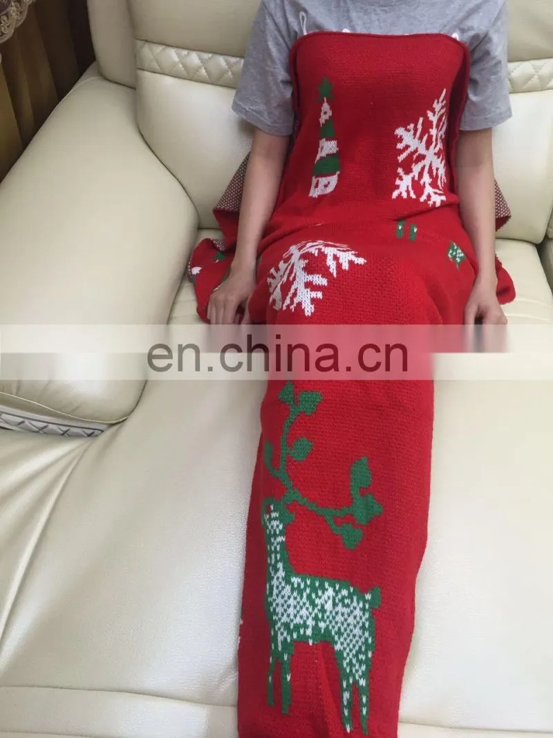 High quality knitted cotton crochet christmas mermaid blanket fish tail blanket
