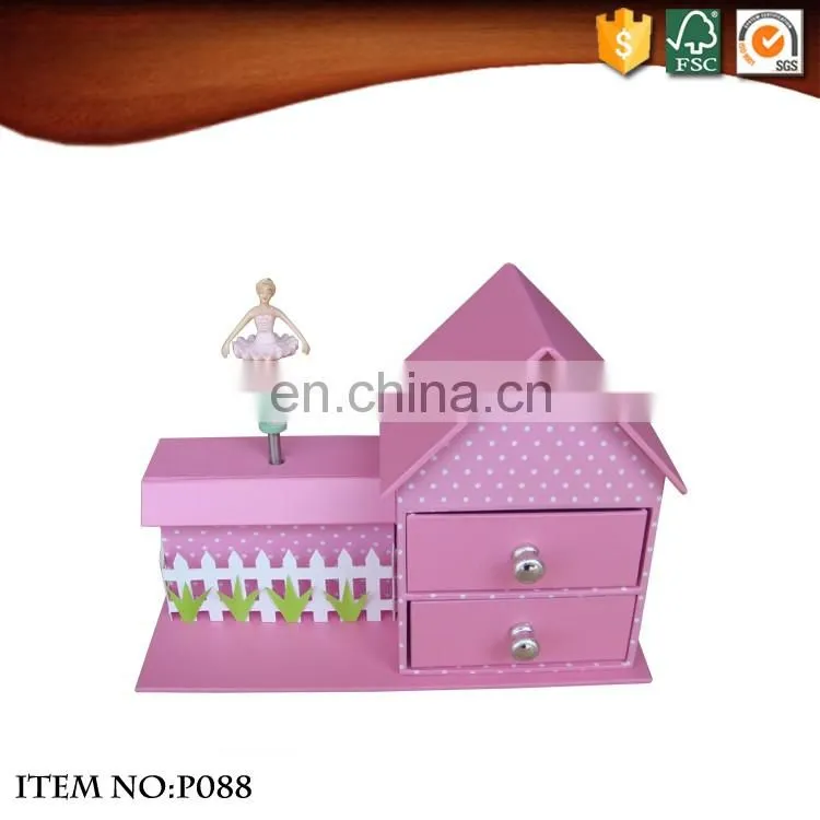China factory a dancing ballerina gift & craft house shape music box
