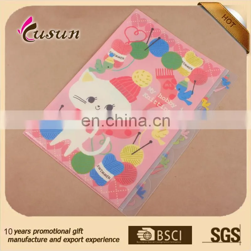 low price good quality PP A4 size L-shape plastic file folder
