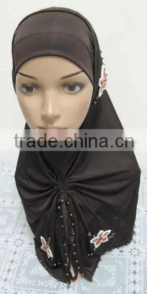 A569 Stylish islamic headscarf al amira square HEJAB pearl beaded flower two pieces MUSLIM HIJAB