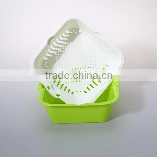 Dishwasher safe plastic square double layer collapsible colander