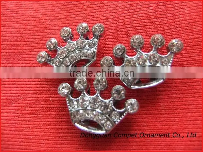 Compet produce 10mm slide charm crown, metal crown, fashion full rhinestone crown