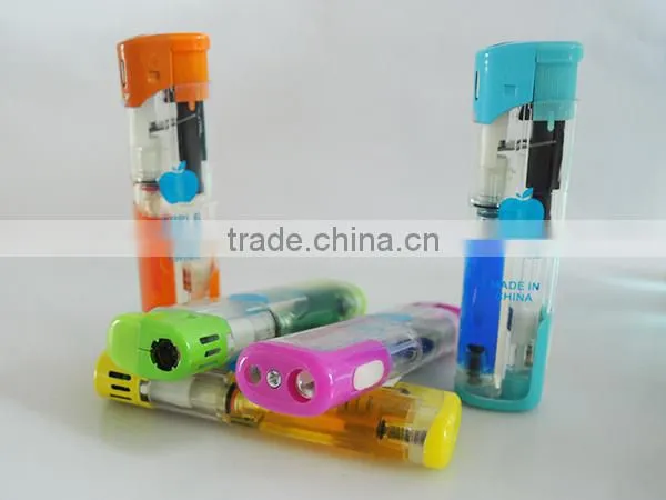 mini size torch lighter transparent windproof electronic gas lighter with led light