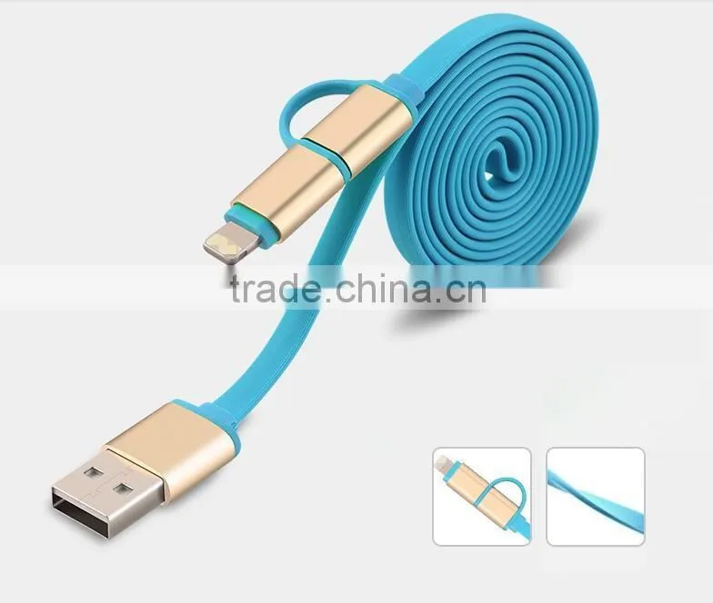 2 in 1 USB Sync and Charge Data Cable, 8pin usb cable for iphone, micro usb cable
