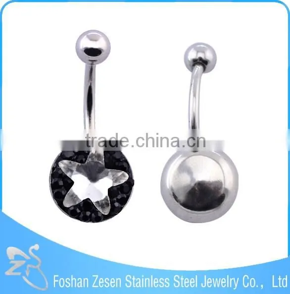 Factory direct sale fashion clear crystal wholesale surgical steel navel belly ring