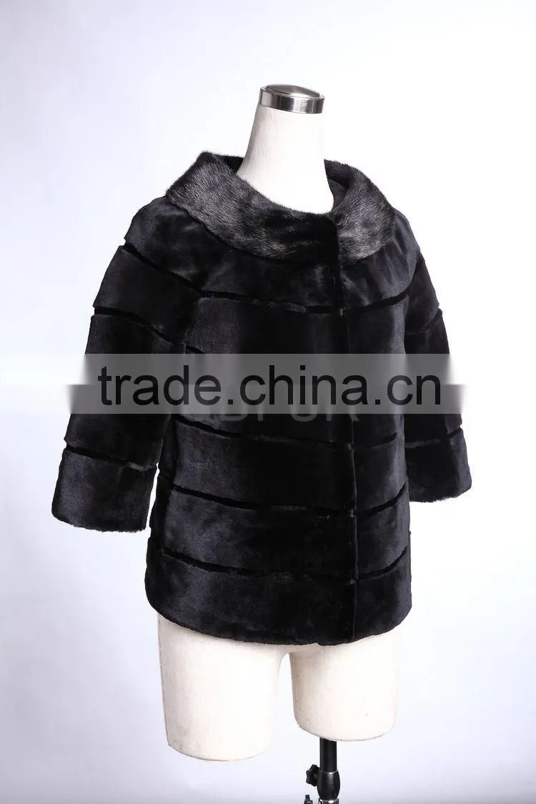 QD29224 Outerwear Wholesale Short Style Real Piece Rex Rabbit Fur Women Jacket