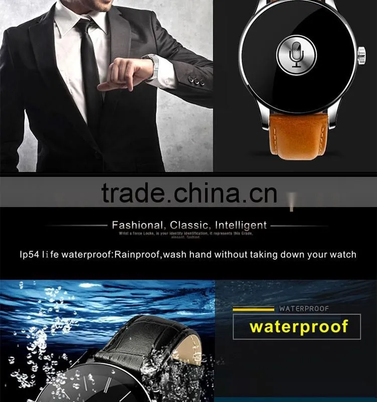 IP54 Waterproof 5D curved OGS screen bt 3.0 4.0 smartwatch with Nucleus OS