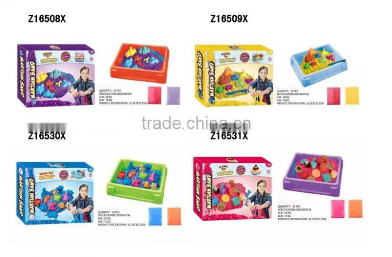 Kid play dynamic sand ,many colorful Martian moving sand in Bucket packing