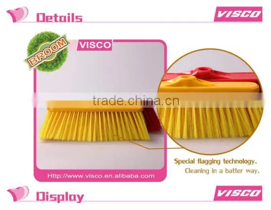 Plastic Broom Bracket Sweeping Brush with 1.2m plastic handle,VC111