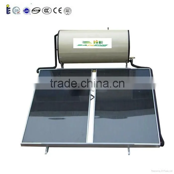 Compact flat panel solar water heater for bathroom