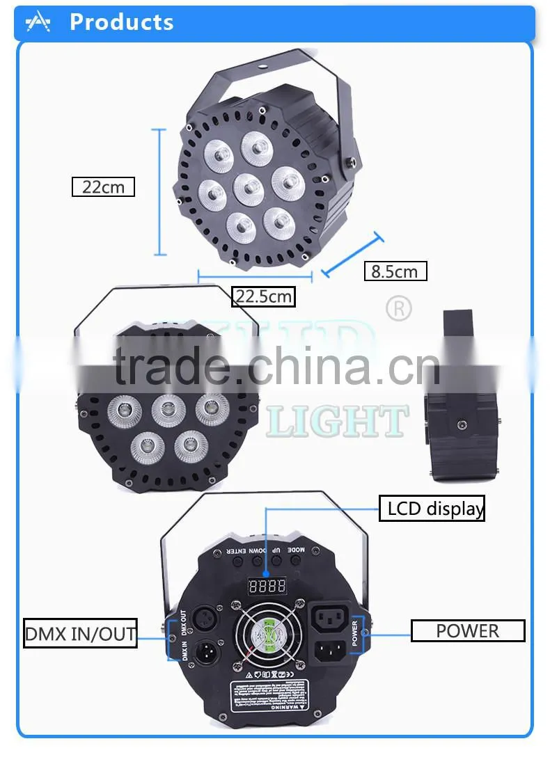 LED Par Zoom Stage Light 7*10W RGBW 4in1 Flat/Can Par Light For Wedding Decor