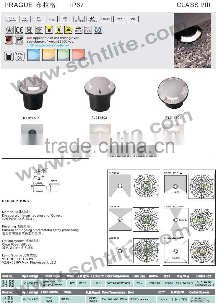 PRAGUE for sale IP67 aluminum 6W 3W LED underground buried light