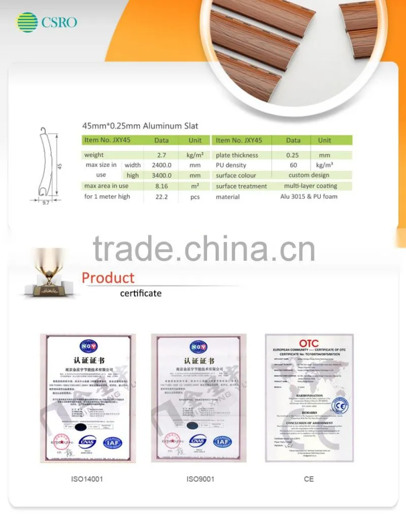 Hot 45mm aluminium roller shutter profiles with pu foam nanjing
