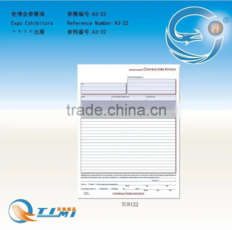 Contractors Invoice Book business forms