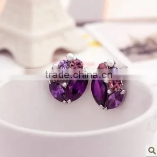 JINSE wholesale Purple Stone Earrings