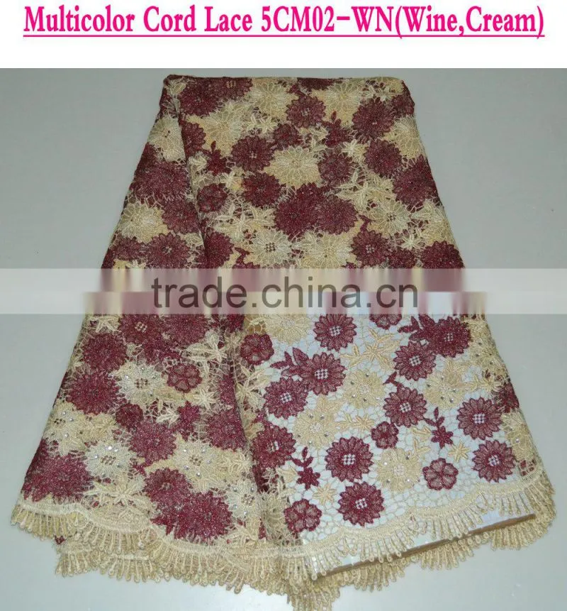 2015 top quality lace fabrics latest design african cord lace fabric white bridal lace fabric with breads
