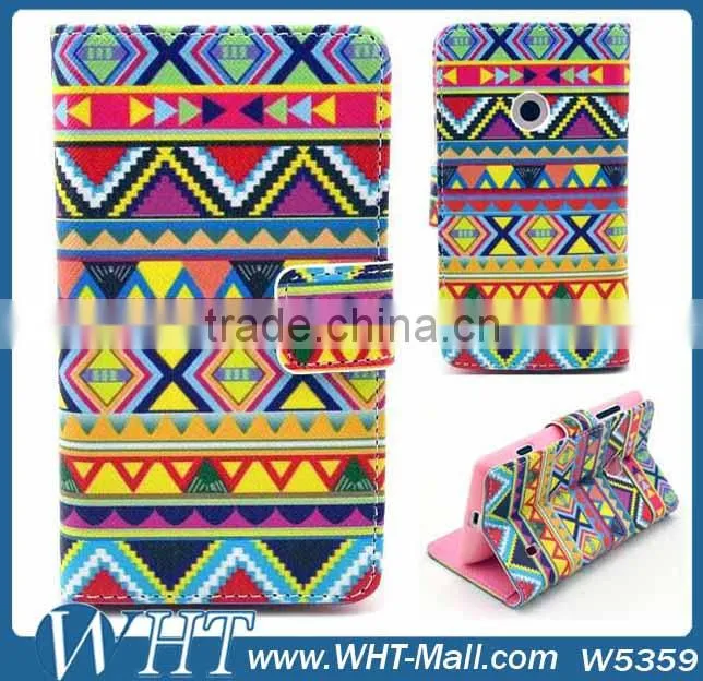 2014 New Products China Supplier Purse Custom Printing Wallet Leather Flip Case Stand Booklet Cover Shell For Nokia Lumia 520