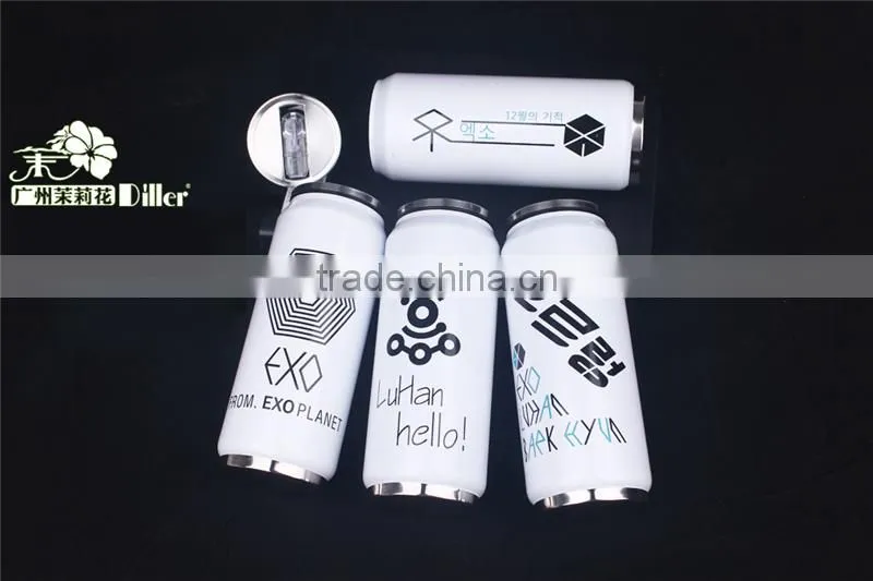 2015 Eco-friendly stainless steel cola can vacuum flask with straw