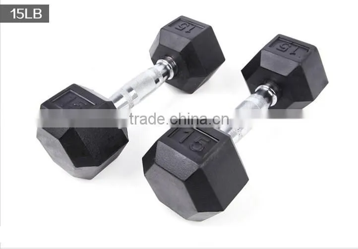 2015 new High Quality Hex rubber dumbbell