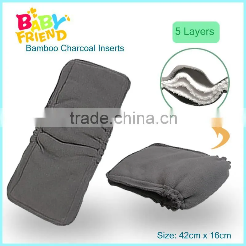 Leak Guard Organic Bamboo Charcoal Double Gusset Diaper Insert