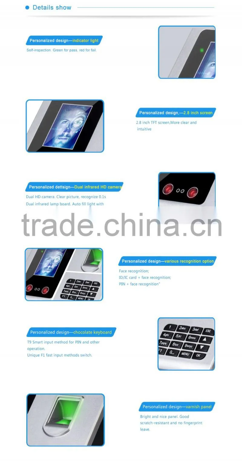 High quality Fingerprint and Face Recognition time attendance A302