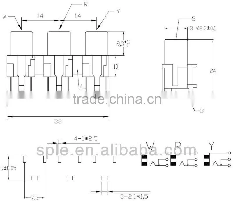 3 pin RCA Connectors AV3-8.4-6