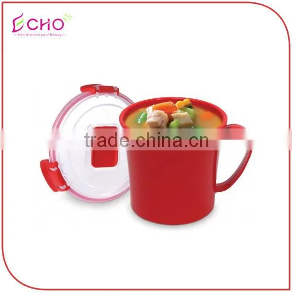 Microwave Plastic Safe Soup Mug with Handle and Vent/Noodle Bowl with Lid and Spoon/Microwave Rice Cooker
