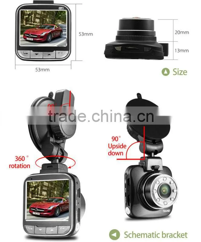 2.0'' full HD 1080p car dvr with wi-fi link function, car black box