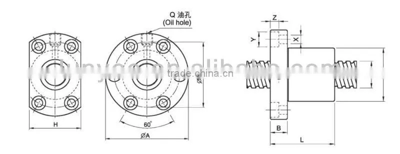 C5 ball screw with ball nut and flange for packing machine