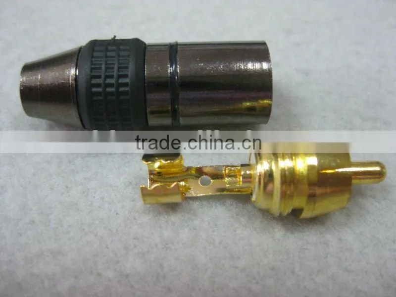 RCA connector brass material gold and black nickel plating rohs comliant