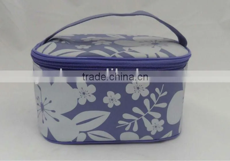purple microfiber cosmetic case with printed flower style YCD-CS-03
