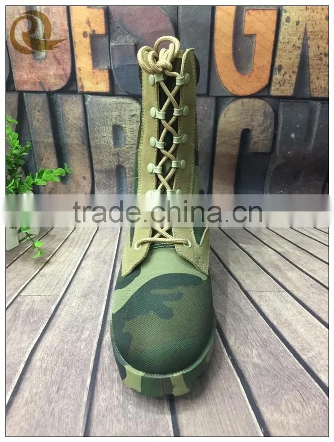 Hot sale green camouflage oxford fabric army combat tactical boots