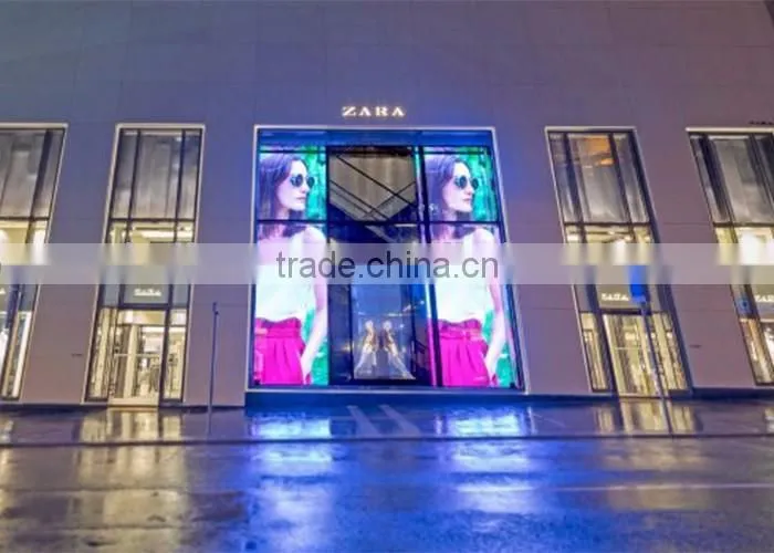 outdoor led display screen billboard , P10 glass transparent led display for retail store digital video screen