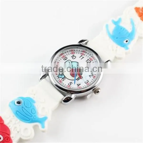 Colourful 2014 fashion cartoon face embossed kids 3d silicone watch